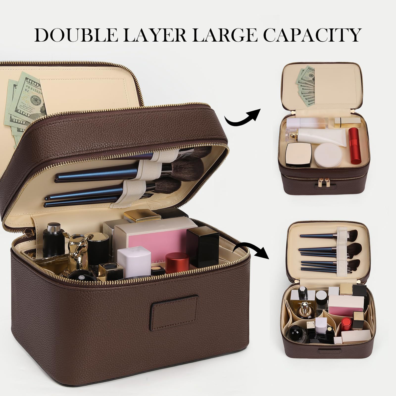 Luxury Bags Big - Большая двухслойная люксовая косметичка для путешествий