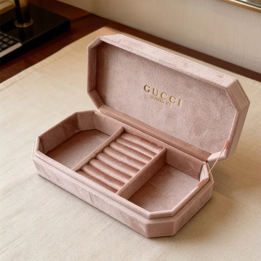 Luxury Bags Gucci - Сумка Gucci из светло-розового бархата, восьмиугольная