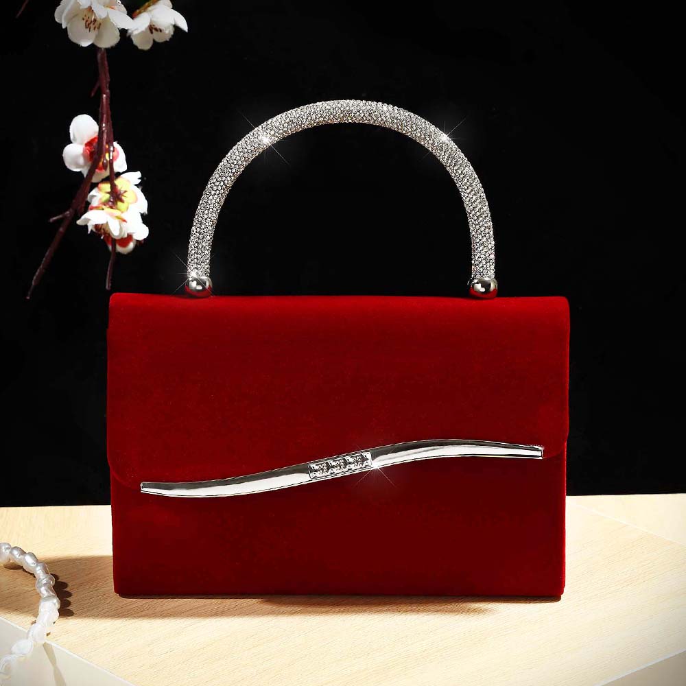 Luxury Bag Collection - Новая бархатная сумочка винно-красного цвета с