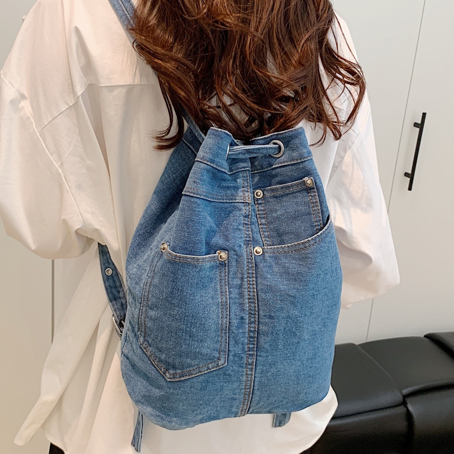 Luxury Bags Denim - Джинсовый женский рюкзак, повседневный школьный рюкзак