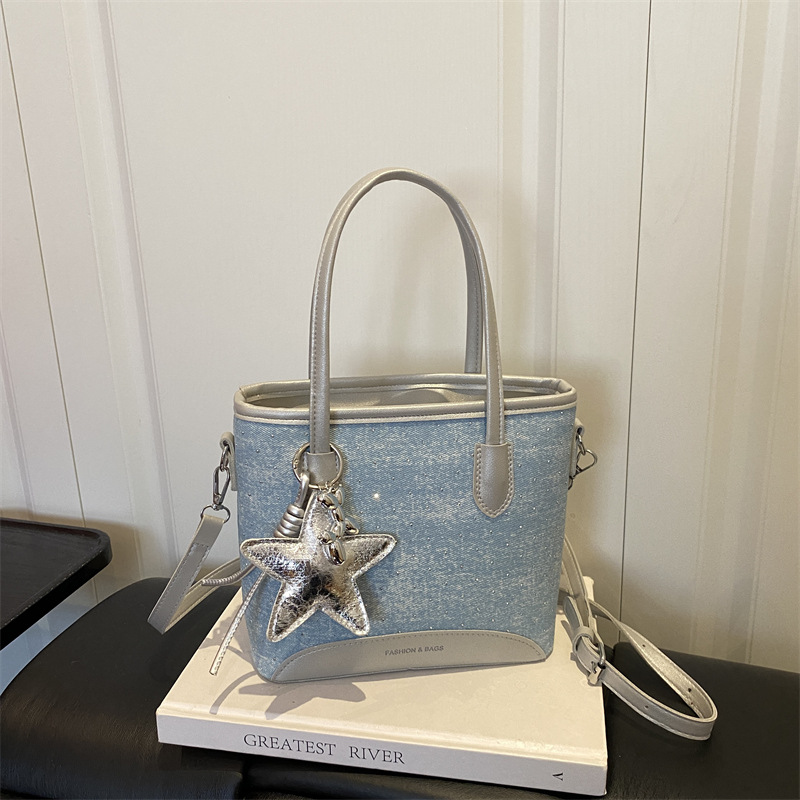 Luxury Bags Denim - Джинсовая сумка-шоппер через плечо, большая вместительная
